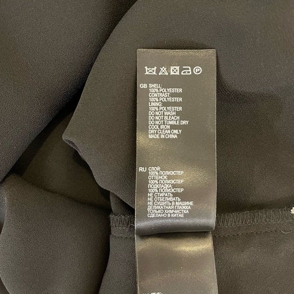 REISS Agnes Piping Detail Dress Size 8 Black Contrast Trim Asymmetric Hem - Picture 7 of 9